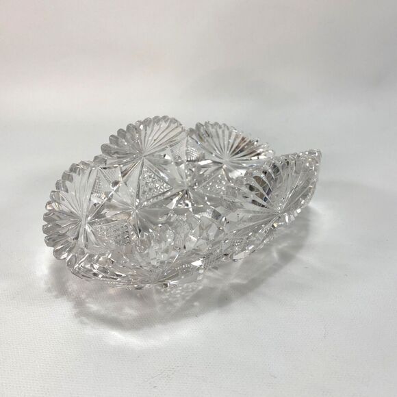 Cut Lead Crystal Glass Candy Nuts Snacks Dish American Brilliant Curved Edge - Picture 4 of 10
